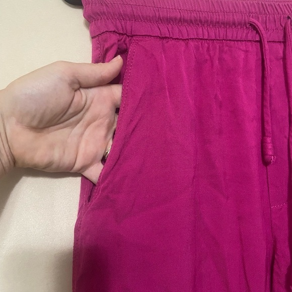 ZARA NWOT fuchsia pull on wide leg drawstring casual pants with pockets size S - Picture 6 of 6